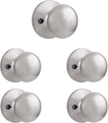 Brushed Nickel Privacy Door Locksets, Stainless Steel Keyless Door Knobs, 5 Pack G4212