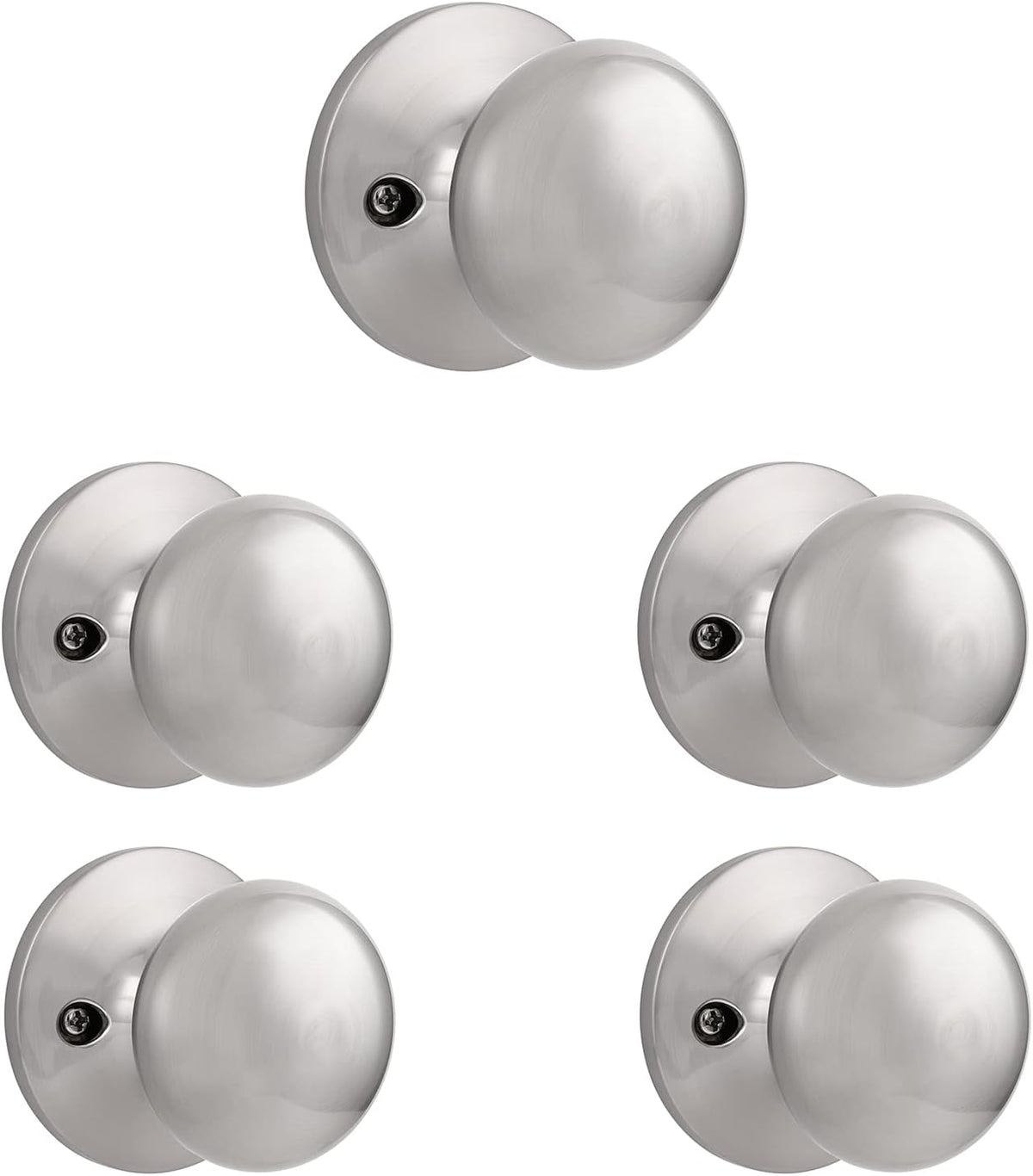 Brushed Nickel Privacy Door Locksets, Stainless Steel Keyless Door Knobs, 5 Pack G4212