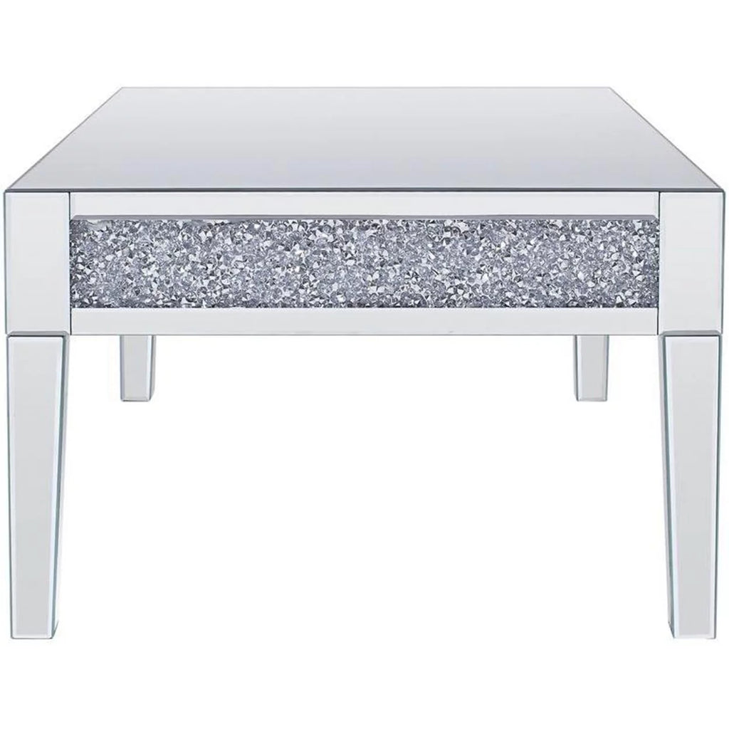 Wood and Mirror Coffee Table with Faux Crystals Inlay G910