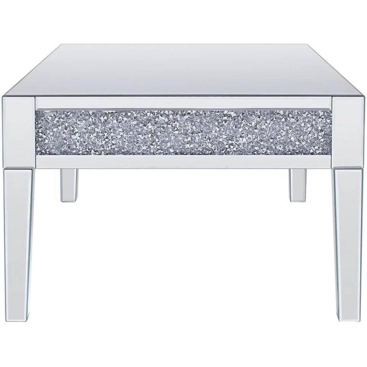 Wood and Mirror Coffee Table with Faux Crystals Inlay G910