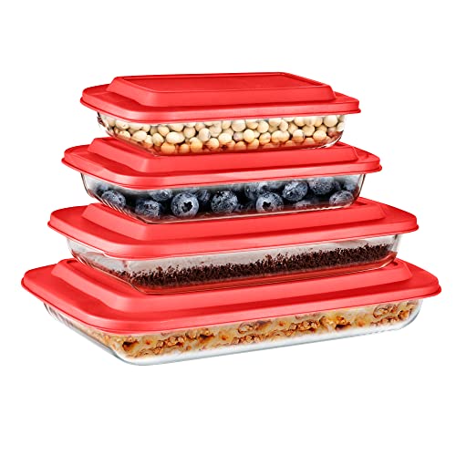 4-Piece Glass Baking Dish with Lids Set F7608