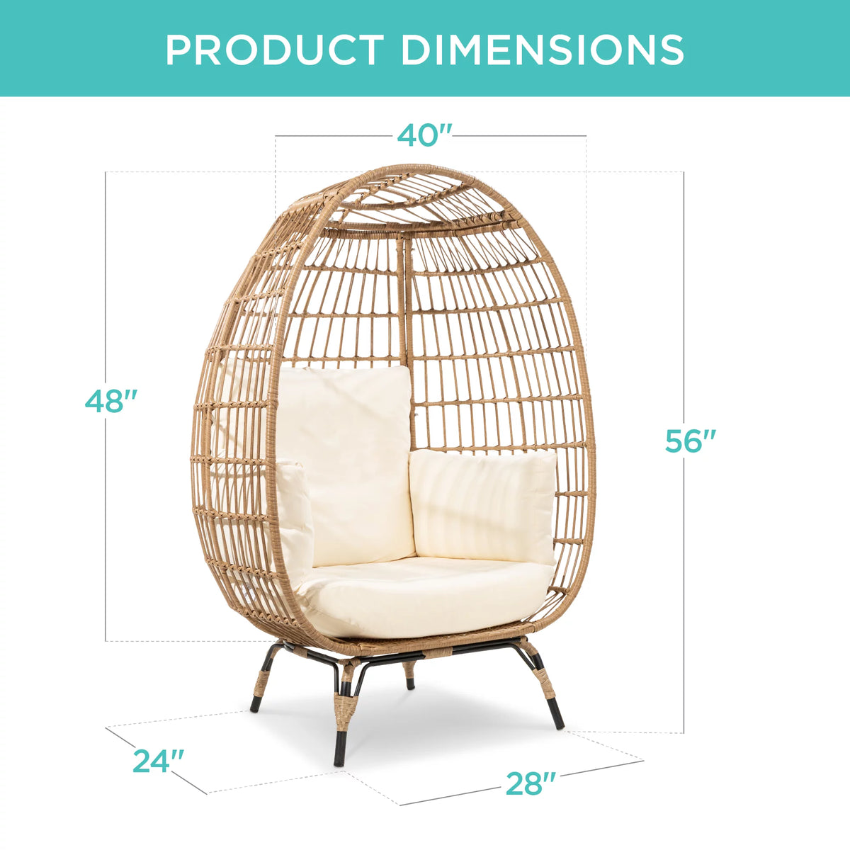Oversized Wicker Egg Chair with Steel Frame W23260