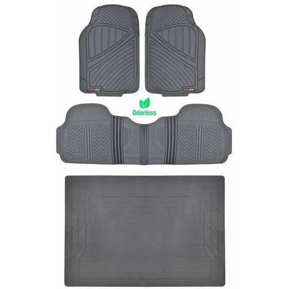 Black Beige Gray 4 Pieces Rubber Car Floor Mats with Trunk Cargo Mat Z938