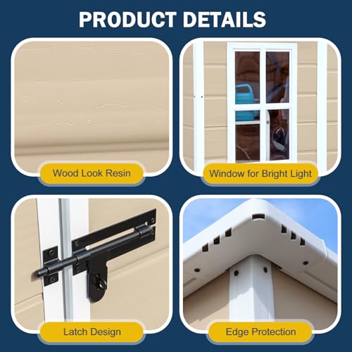 6x3 FT Waterproof Resin Outdoor Storage Shed with Floor and Double Lockable Doors R962