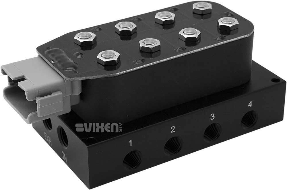 8 Valve Suspension Manifold with Two Dual Needle Black Gauges, 3/8" OD Hose 100 FT, 1/4" OD Hose 50 FT and Fittings E43693