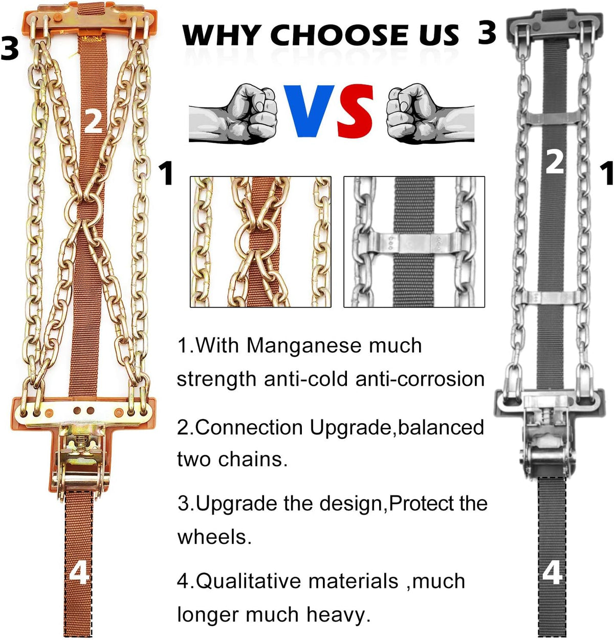 Tire Chains 6 PCS Adjustable Lock Y1391