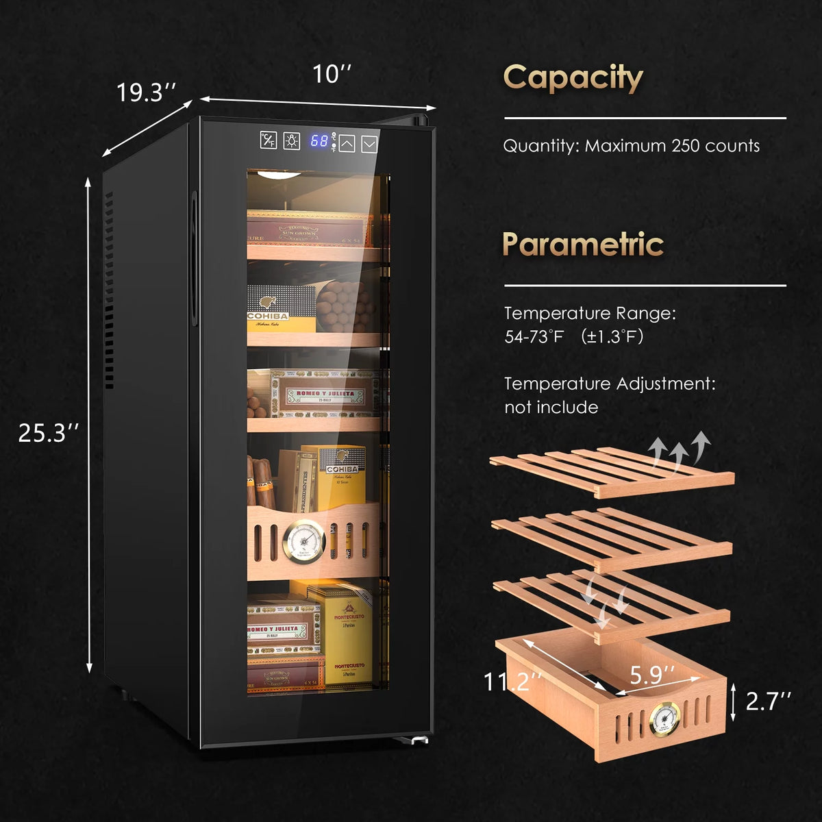 35L Electric Cigar Humidor Cabinet with Hygrometer L844742