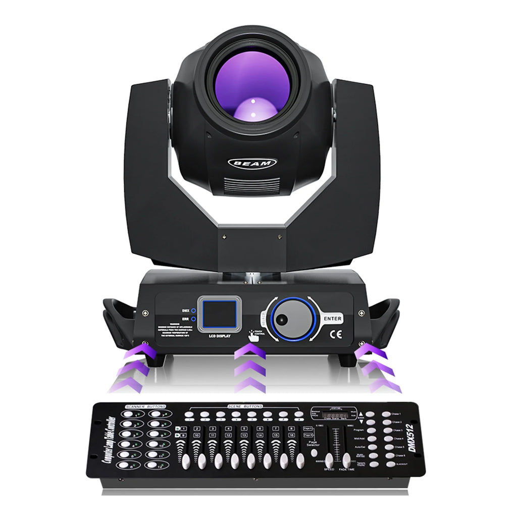 2 Pack 230W Beam Moving Head Light 8 Prisms 17 Gobos RGBW LED DJ Lighting 16CH DMX Control D183
