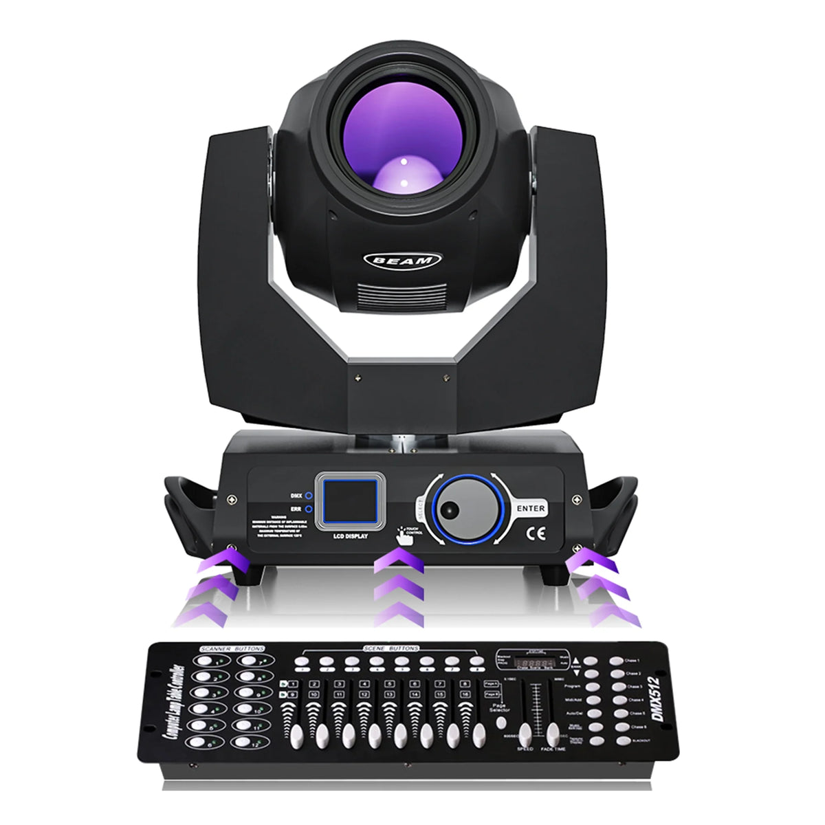 2 Pack 230W Beam Moving Head Light 8 Prisms 17 Gobos RGBW LED DJ Lighting 16CH DMX Control D183