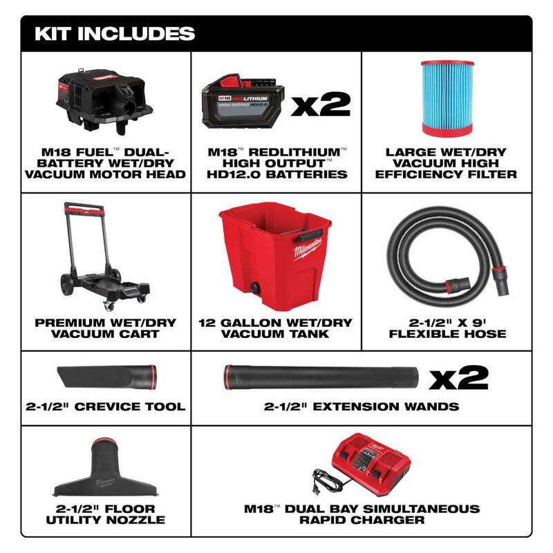 12 Gallon Cordless Wet/Dry Shop Vac Kit B4888