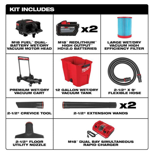 12 Gallon Cordless Wet/Dry Shop Vac Kit B4888