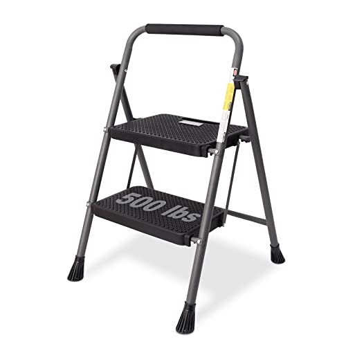 Grey Lightweight Folding Step Stool with Anti-Slip Pedal R5481