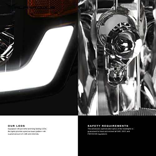 Black Amber Projector Headlights with LED Light Bar O7551