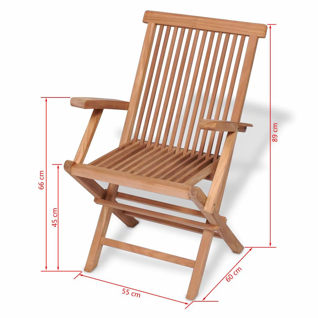 Set of 2 Teak Wood Folding Dining Chairs with Arm Rest X821