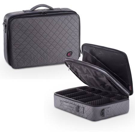 Grey Makeup Case Cosmetic Travel Storage Organizer Bag with Dividers R365