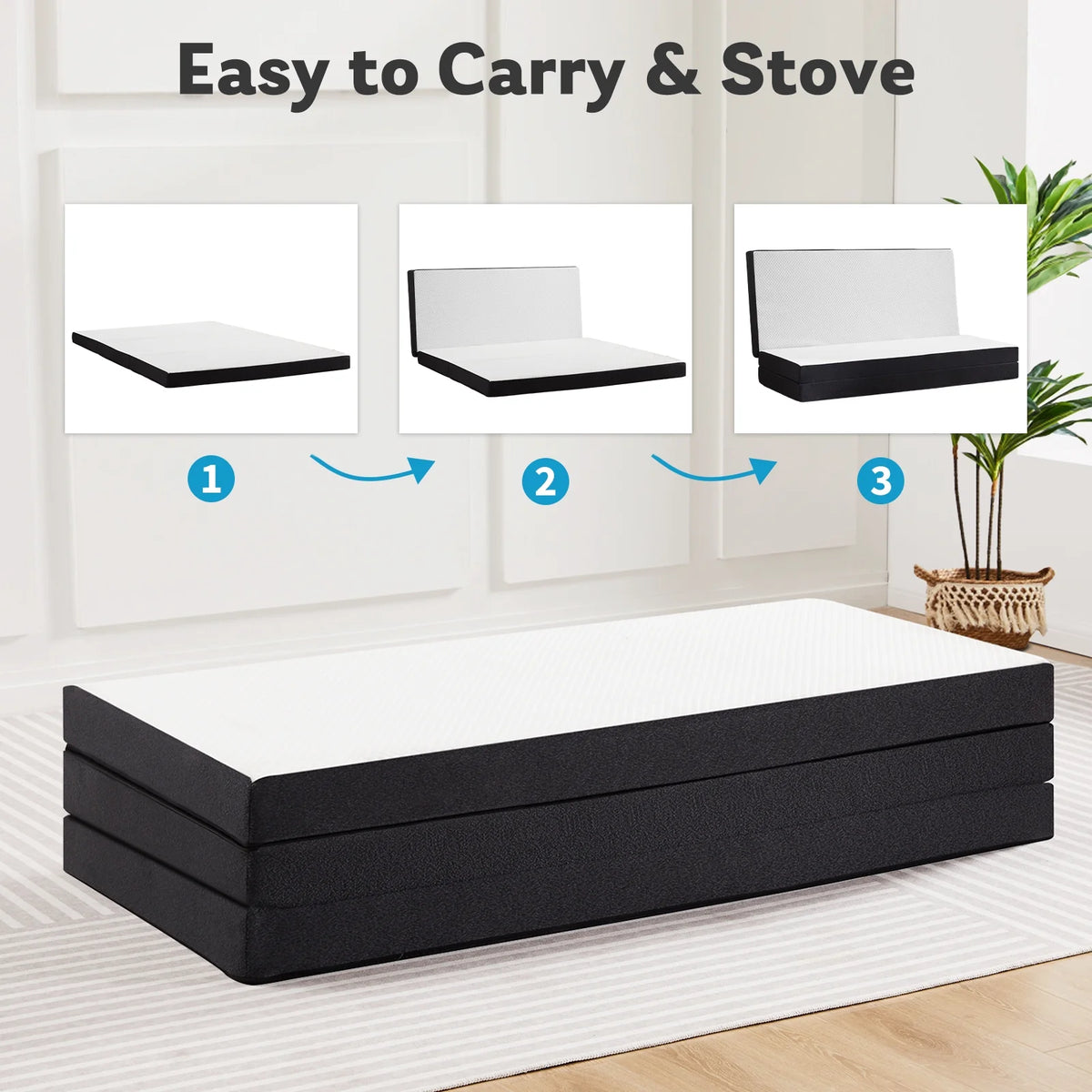 Queen Size 4 inch Tri-fold Memory Foam Mattress S29316