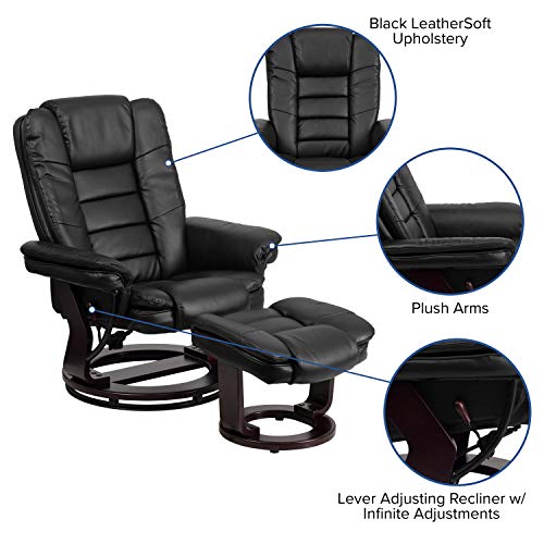 Beige LeatherSoft Multi-Position Recliner with Ottoman T2384