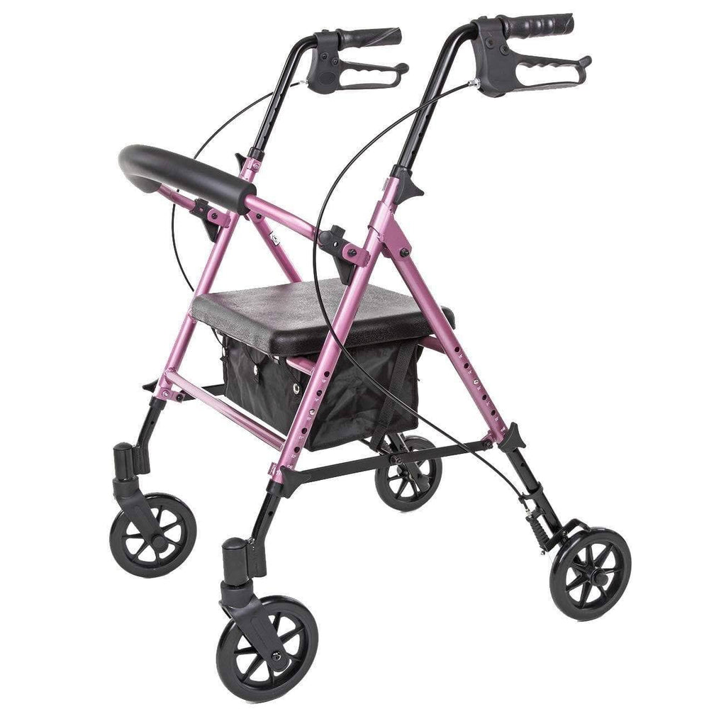 Pink Aluminum Rolling Walker U7440