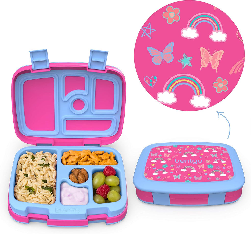 Insulated Lunch Bag Set With Kids Bento-Style Lunch Box (Rainbows and Butterflies) B985742