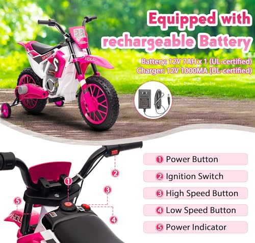 Blue 12V Electric Ride On Motorcycle for Kids W616191