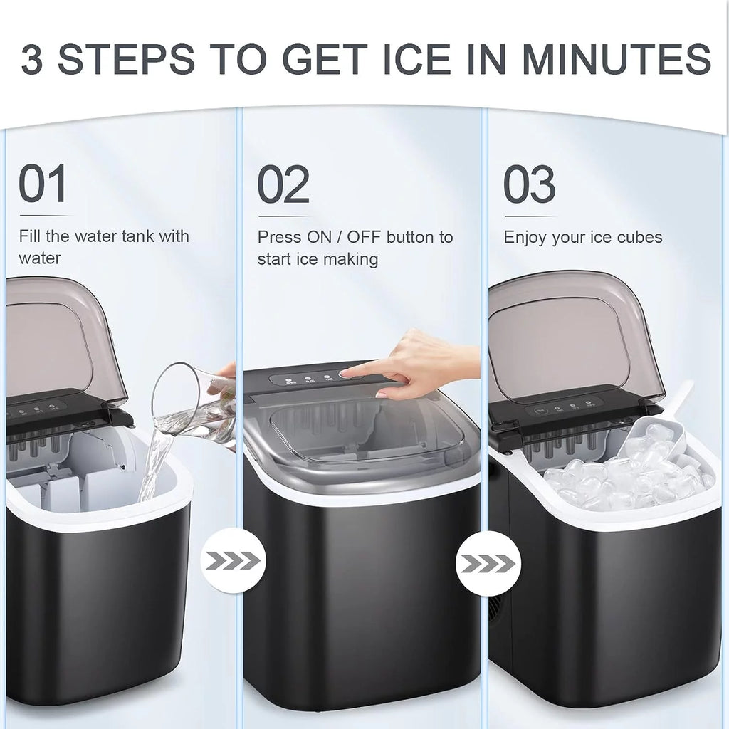 Portable Self-Clean Countertop Ice Maker with Scoop and Basket F58684