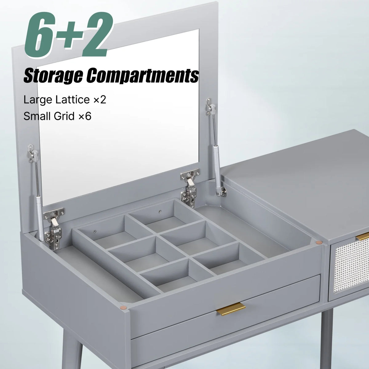 Gray Wood Vanity Table and Stool Set with 3 Drawer A22180