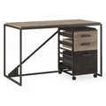 Industrial Desk with 3 Drawer Mobile File Cabinet in Rustic Gray Q7115