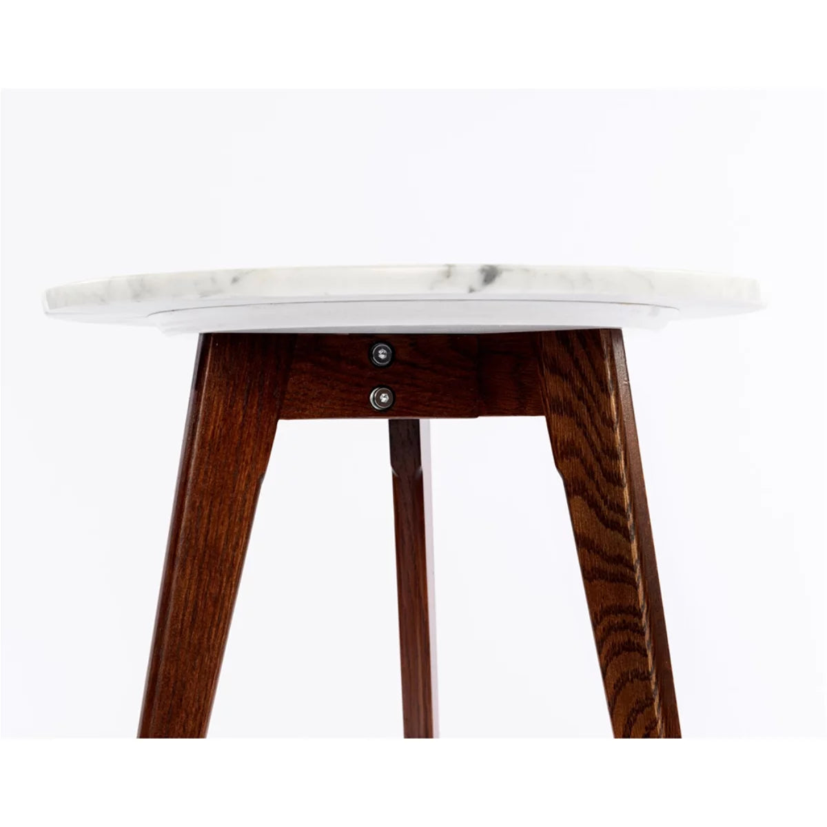White and Brown Round Marble Side Table L407534