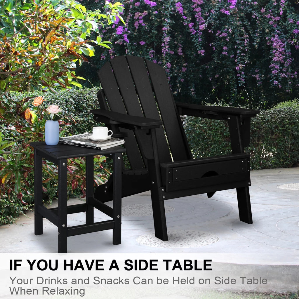 Black HDPE Weather Resistant Square Side Table U3533