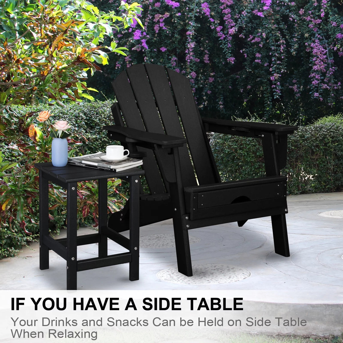 Black HDPE Weather Resistant Square Side Table U3533