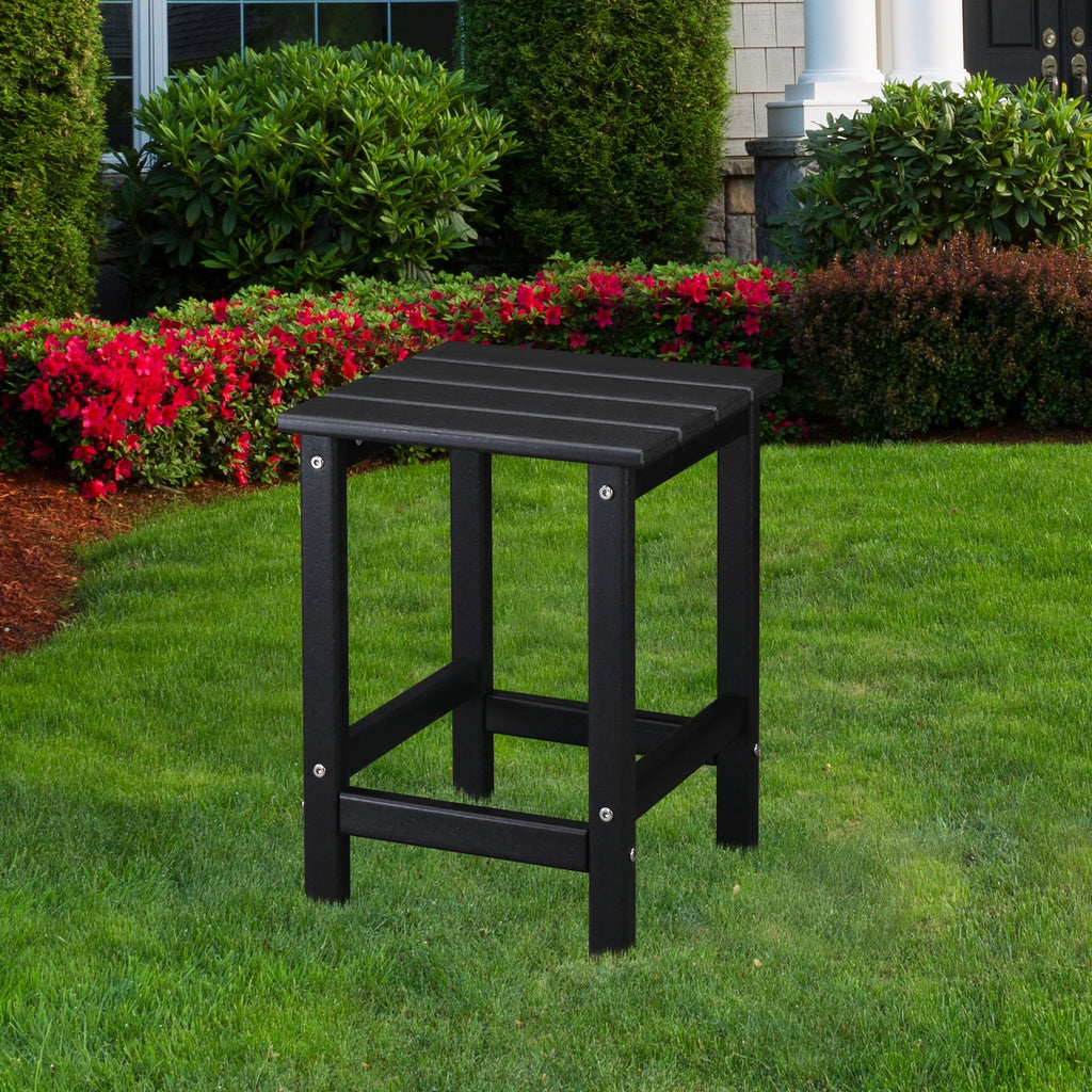 Black HDPE Weather Resistant Square Side Table U3533