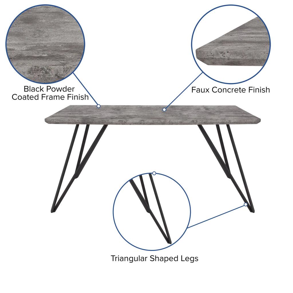 Rectangular Dining Table Faux Concrete Finish N6482