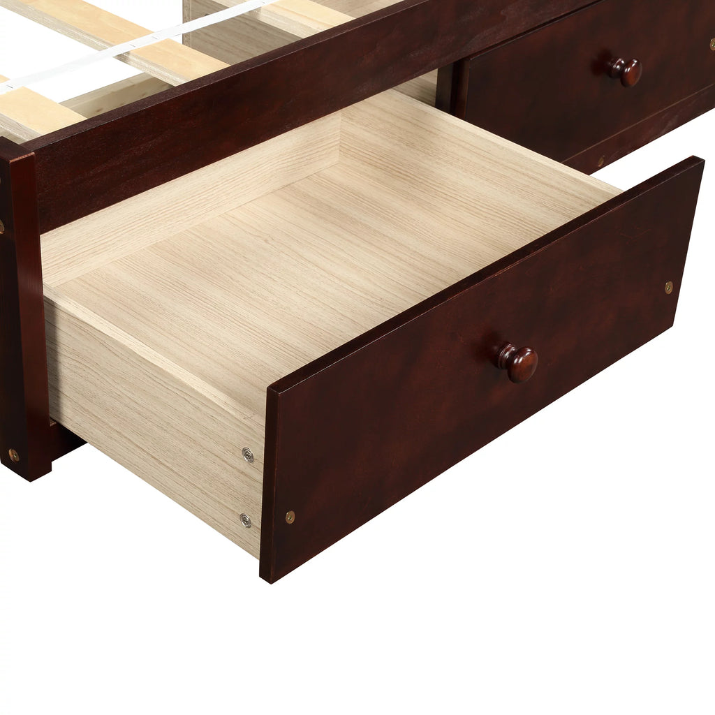 Cherry Twin Size Platform Storage Bed with 3-Drawers R1767
