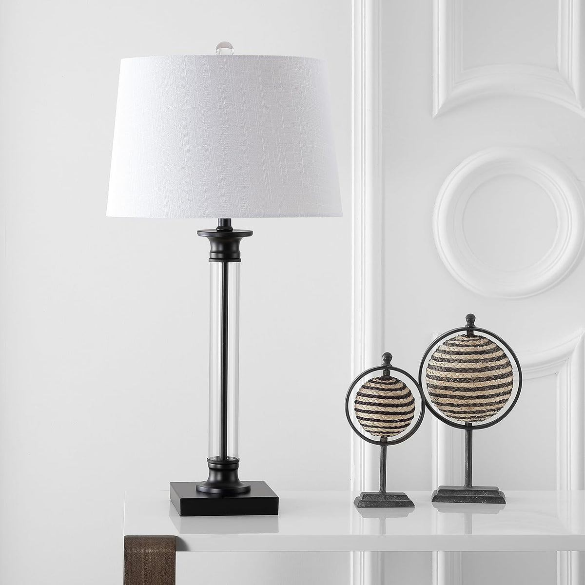 Black/Clear Glass and Metal LED Table Lamp Set of 2 J52494