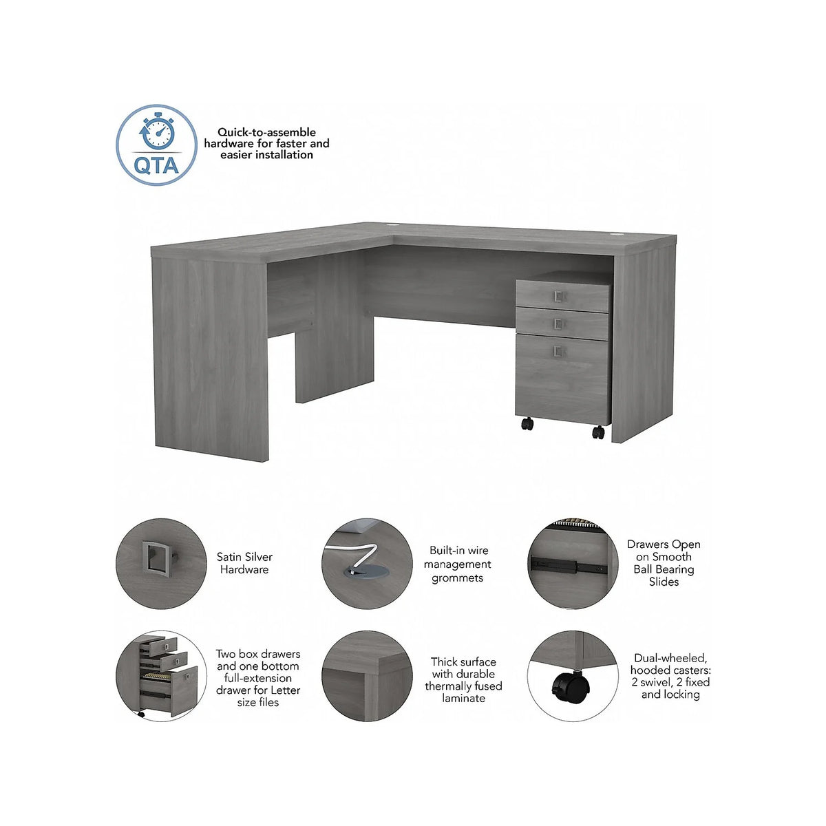 L Shaped Desk with Mobile File Cabinet B5447