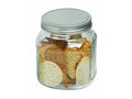 32-Ounce Clear Glass Cracker Jar with Brushed Aluminum Lid, Set of 4 D785
