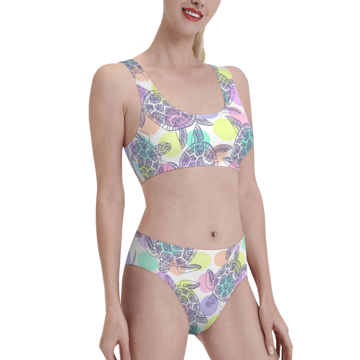 Sea Turtles Women'S Two Piece Bikini Swimsuit High Waisted W1945
