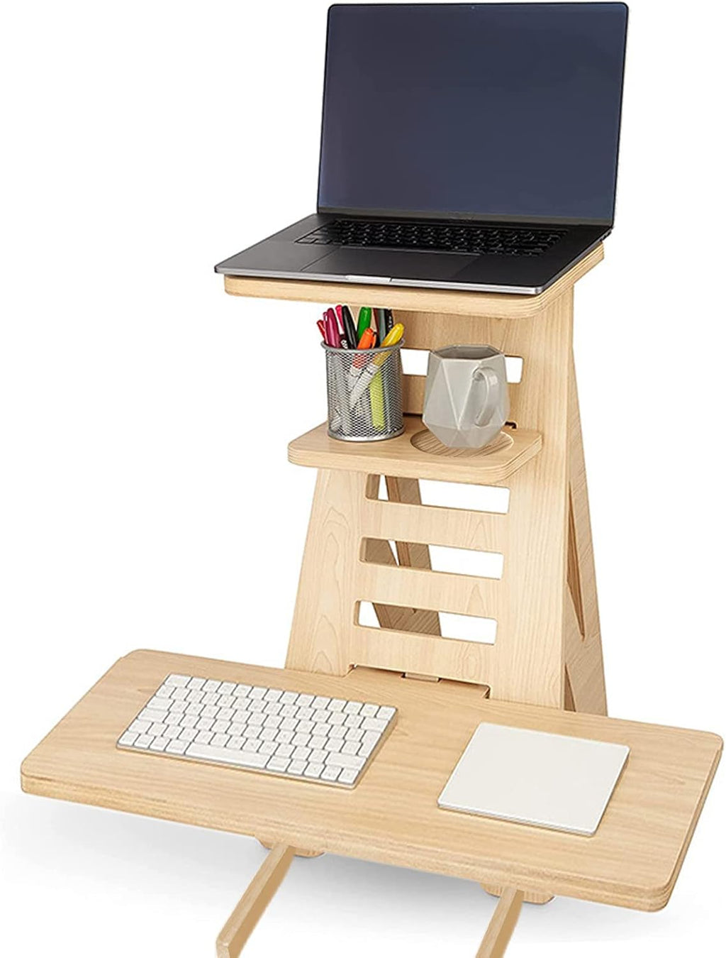 Adjustable Height Wooden Standing Desk Converter U273