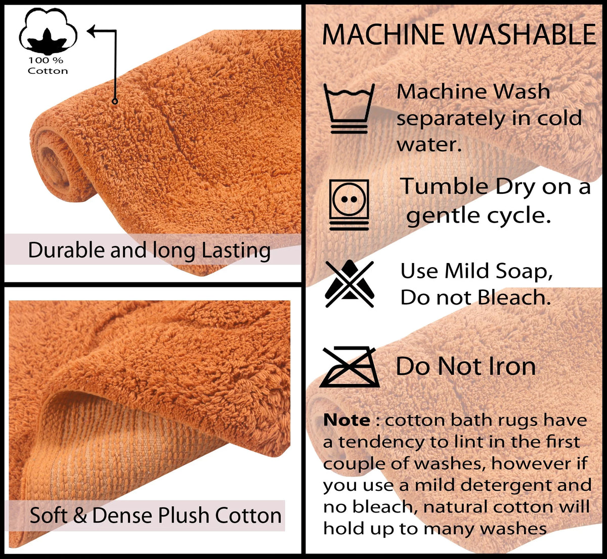 100% Cotton Tufted Non-Slip Bath Rug 24"x40" P5074