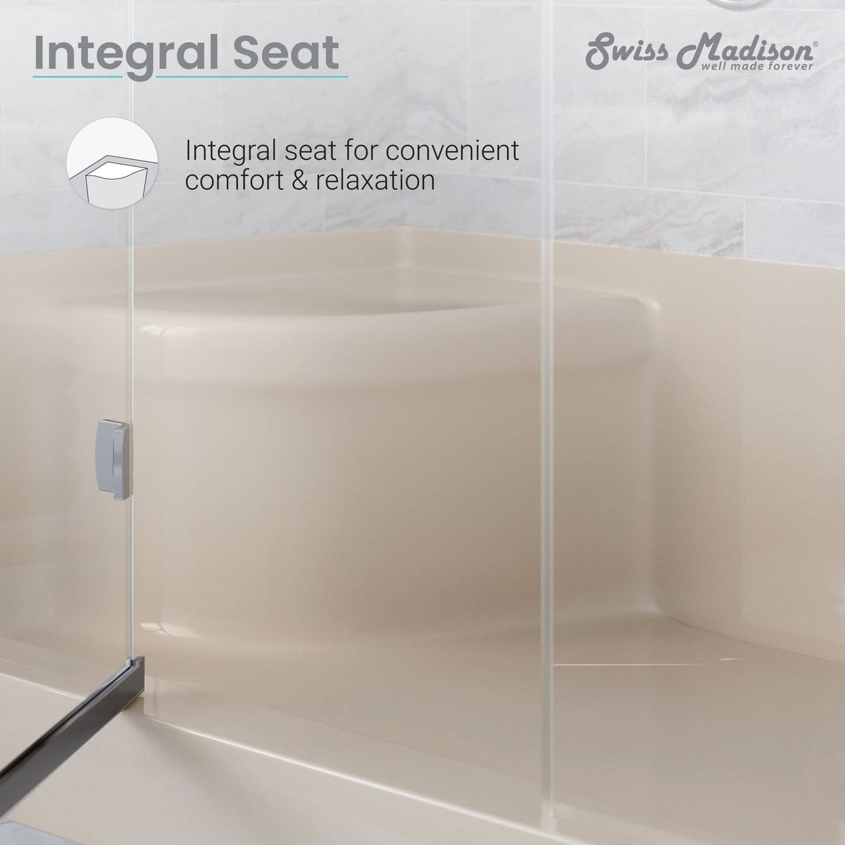 Biscuit Single Threshold Shower Base F59633