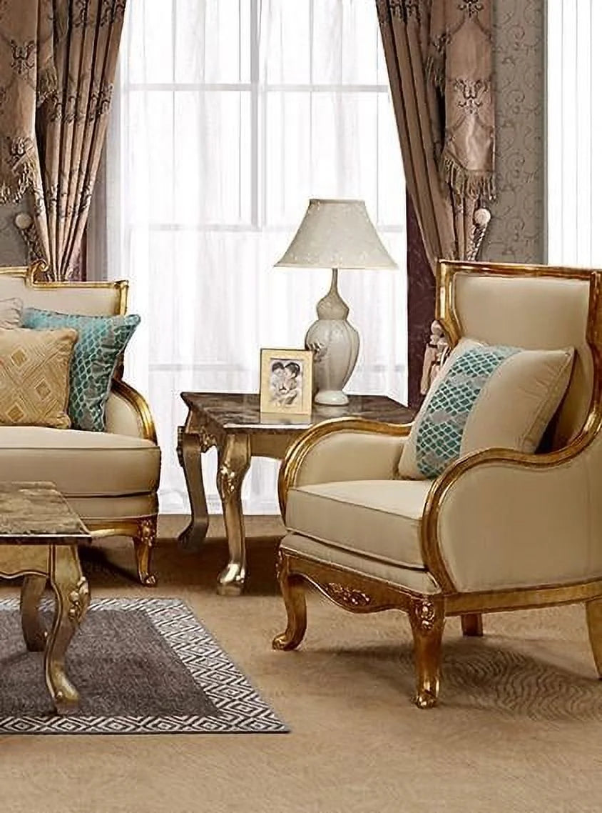 Gold & Light Beige 3Pcs Sofa Set H370