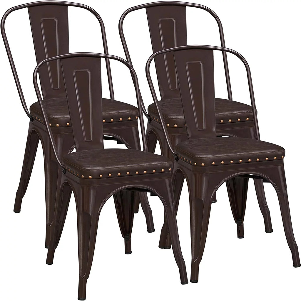 Black Metal Dining Chairs with PU Leather Seat M503231
