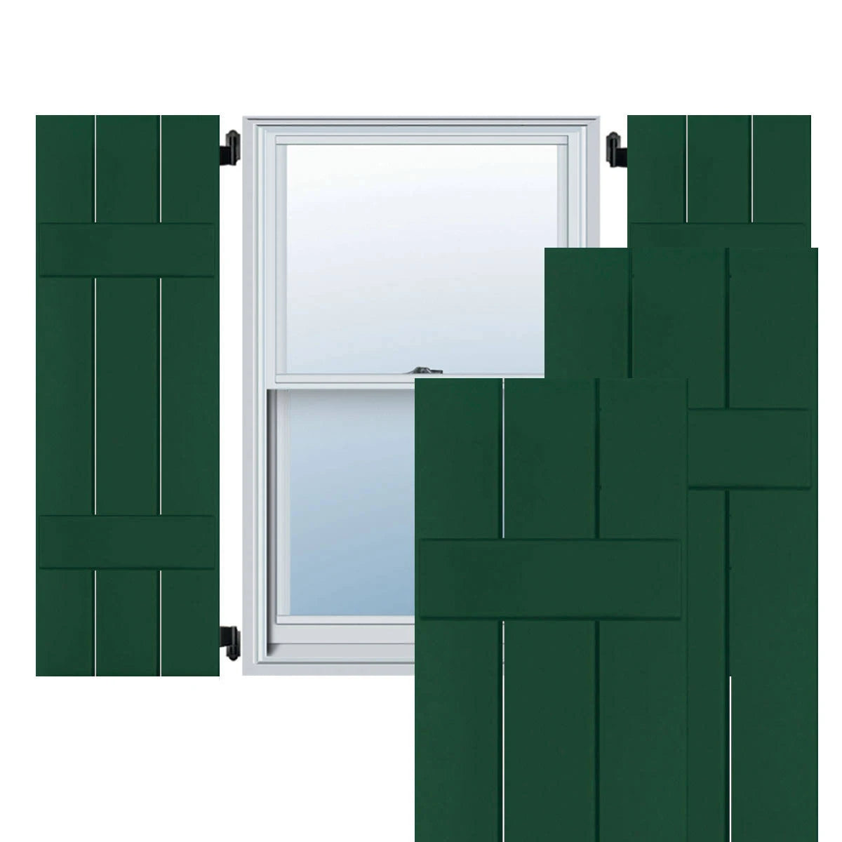 12 in. x 44 in. Exterior Real Wood Pine Board and Batten Shutters Pair E933391