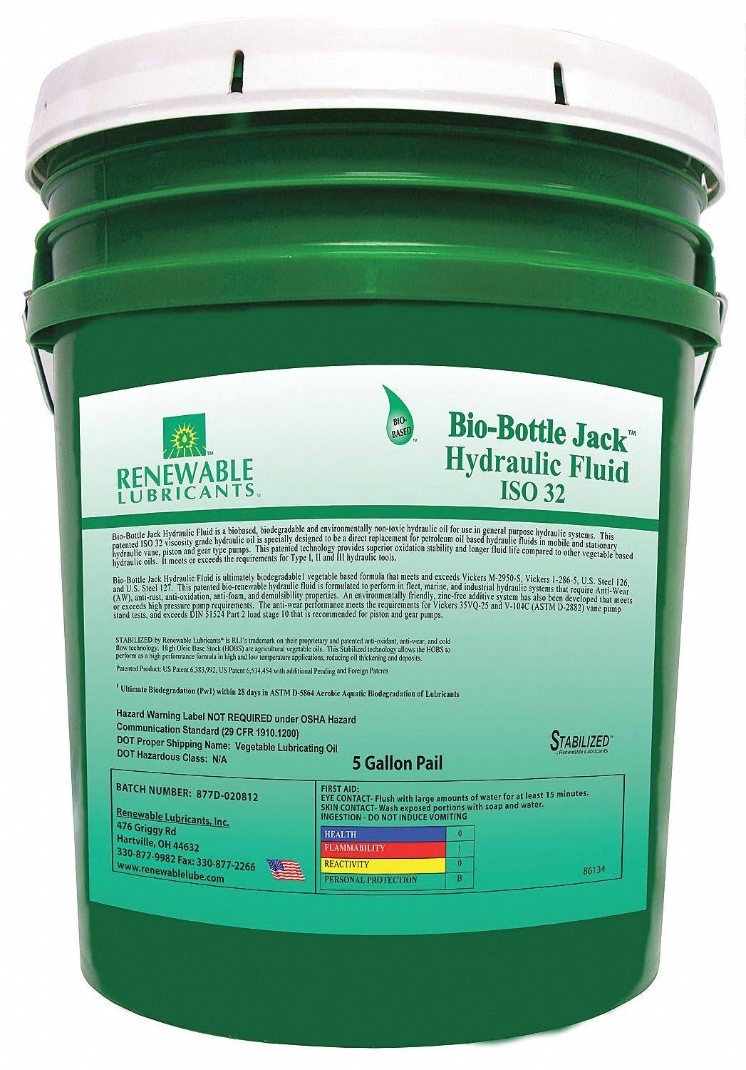 Biodegradable Hydraulic Fluid 5 Gal S821238