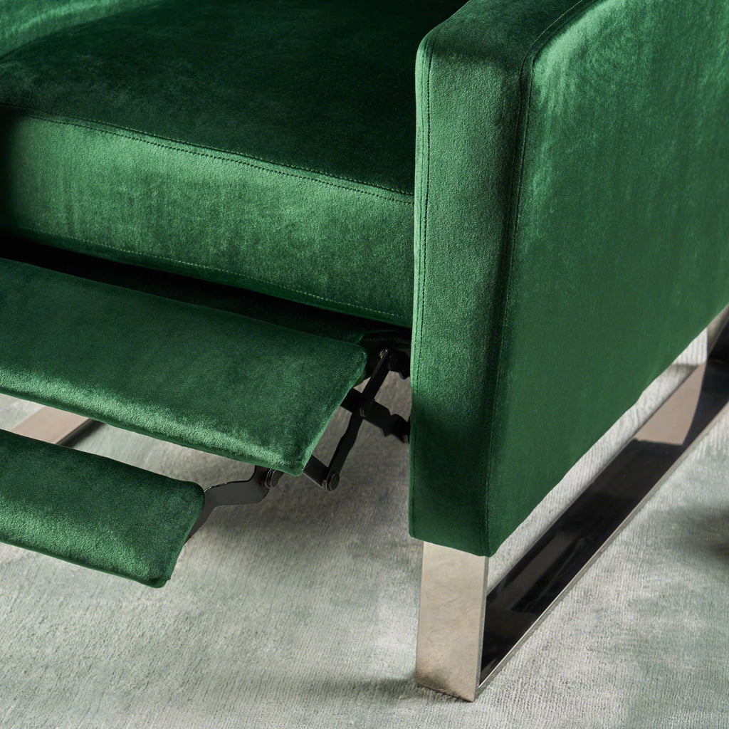 Green Velvet Push Back Recliner R60957