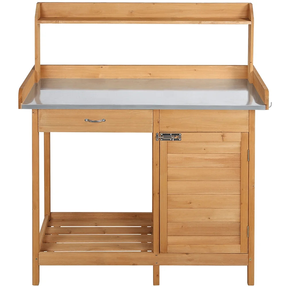 Garden Potting Bench with Cabinet Drawer K28215