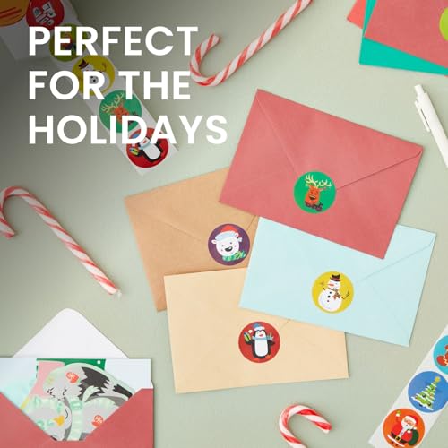 1,000-Piece Self-Adhesive Round Christmas Stickers A37915