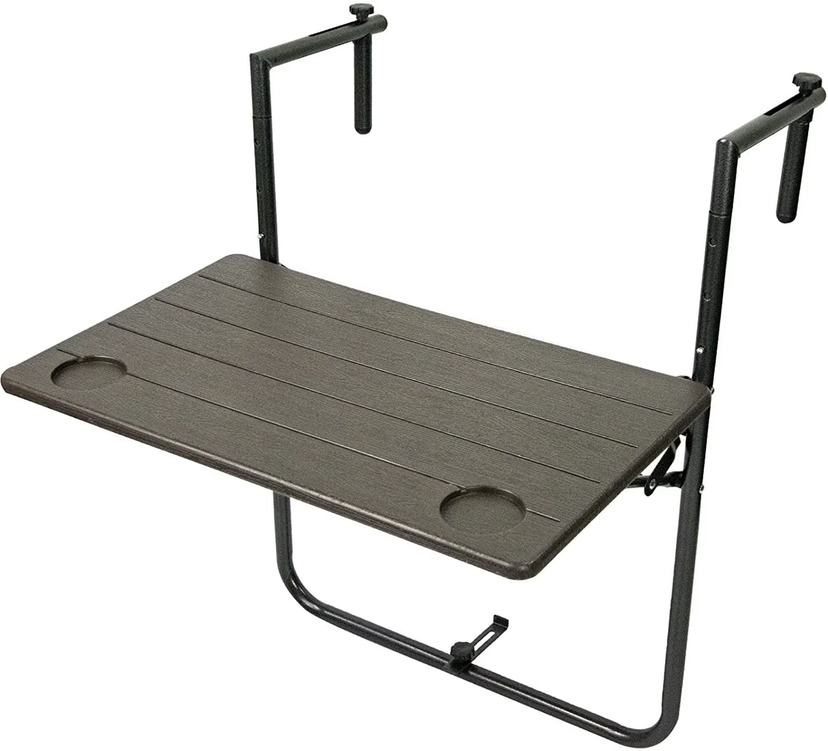 Folding Balcony Hanging Table, Outdoor Railing Bar Serving Table, Antique Wood Grain P226