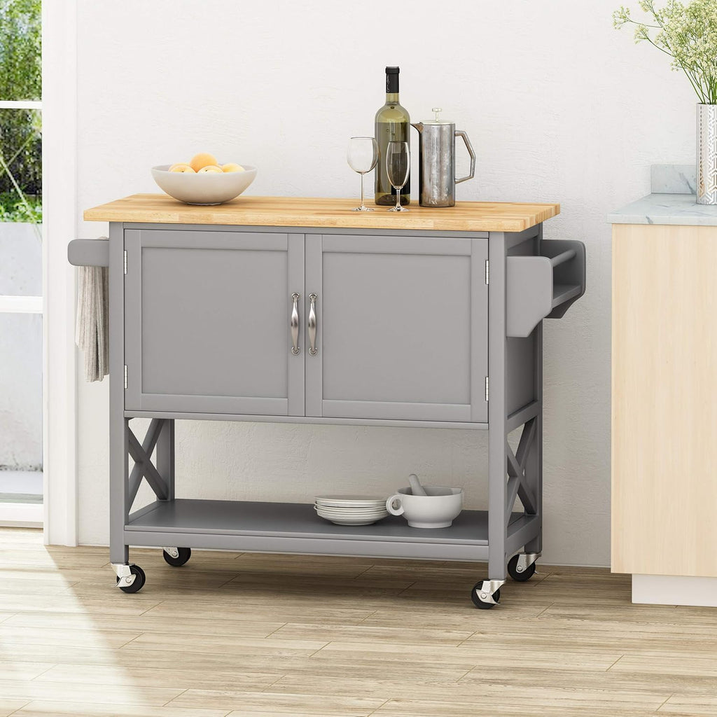 Gray Kitchen Cart with Wheels Y190261