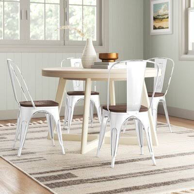 White Slat Back Side Chair L41618